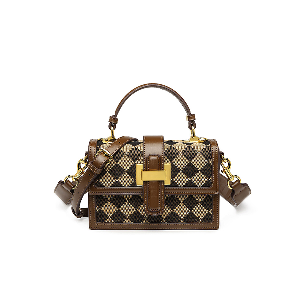 2022 スタイリッシュなメーカー カスタム ファッション レザー クラッチ バッグ チェック クロスボディ ショルダー ハンドバッグ